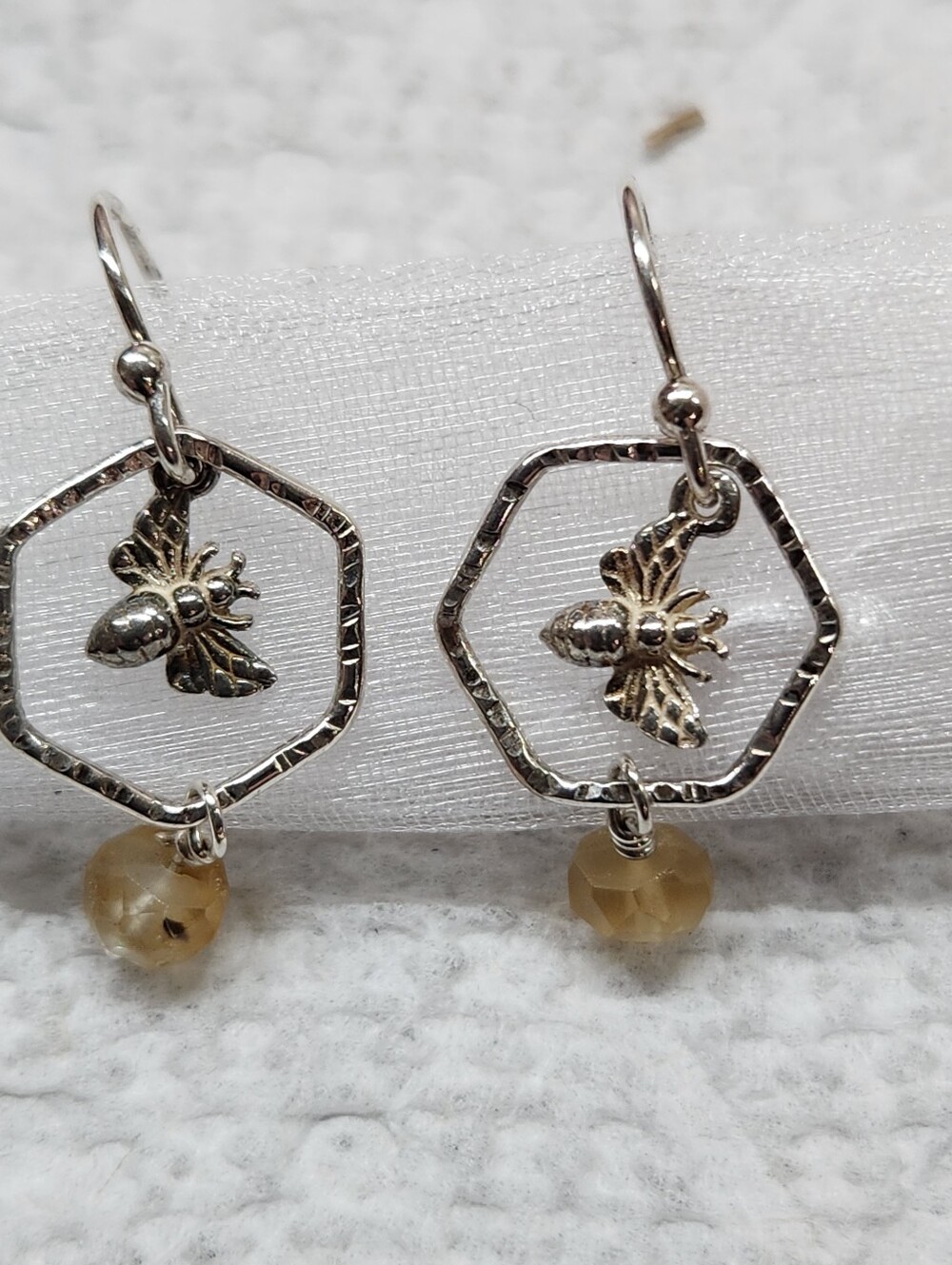 Sterling Silver Earring Lot- Citrine And  Cherry Quartz